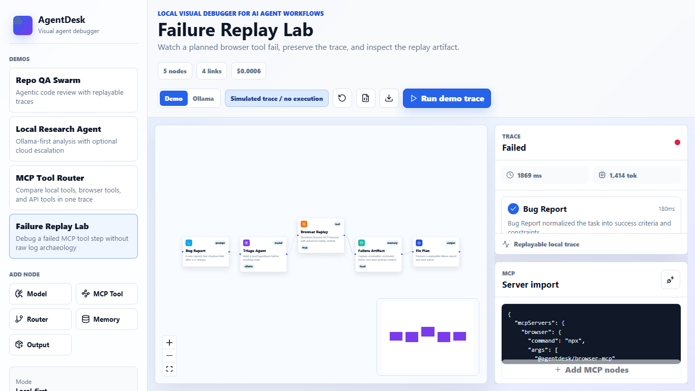 AgentDesk workflow run screenshot